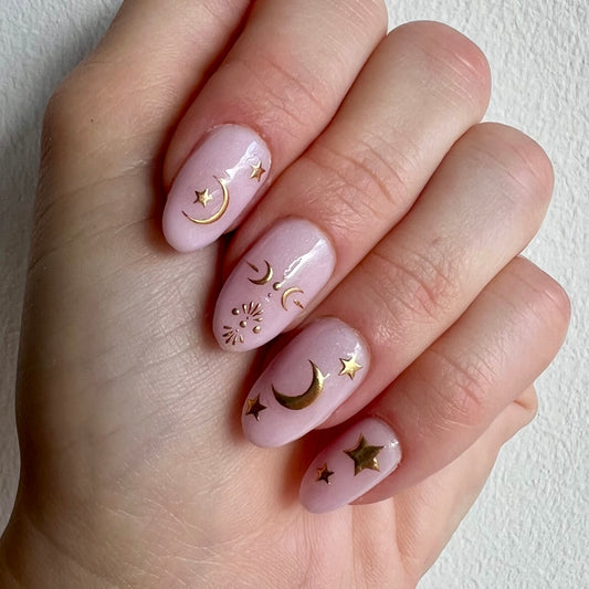 Gold Moon &amp; Stars Nail Stickers
