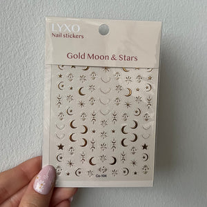 Gold Moon & Stars Negleklistermærker