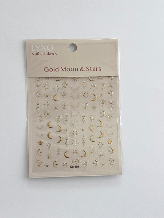 Gold Moon &amp; Stars Nail Stickers
